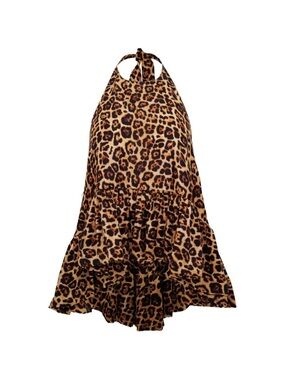 AZEEZA Winston Leopard Print Silk Top